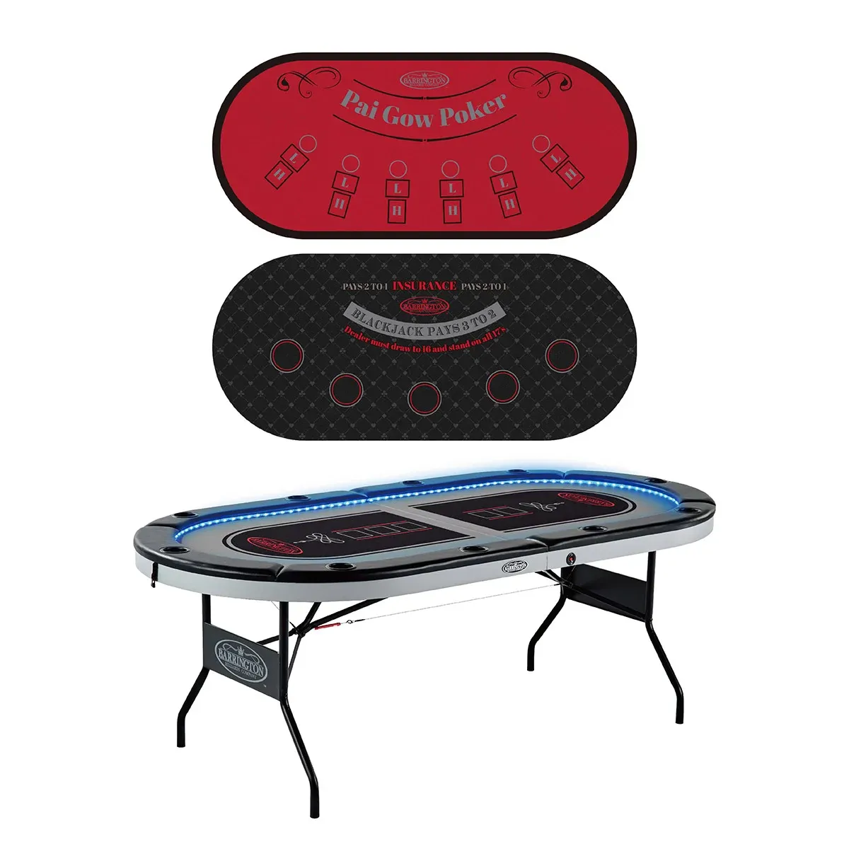 10-player Poker Table with LED Lights