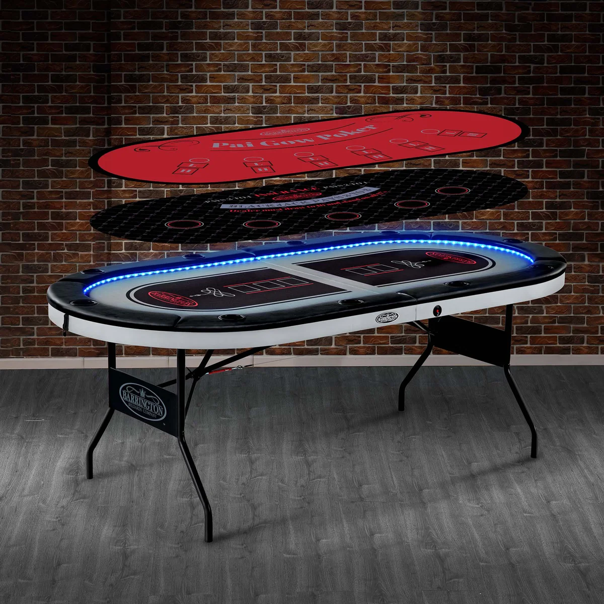 10-player Poker Table with LED Lights
