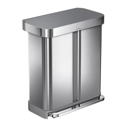 Simpleththuman 58L Dual Compartment Step Can with Plastic Lid