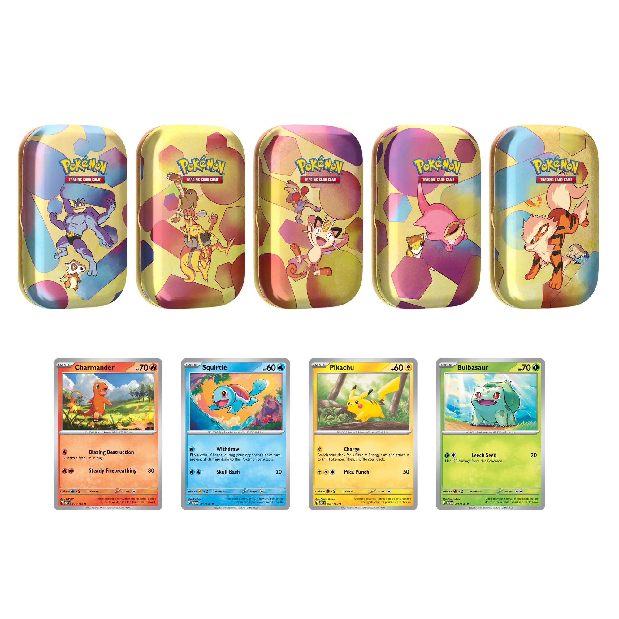 Pokethtmon Scarlet & Violet - 151 5-pack Mini Tins (Machamp, Kadabra, Meowth, Slowpoke, Arcanine)