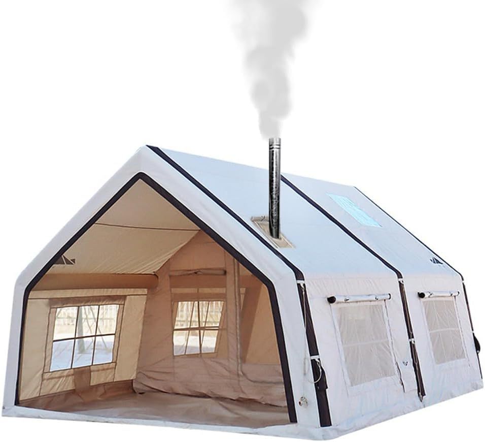 UNISTRthtENGH 4-Season Inflatable Glamping Tent with Stove Jack & Pump – Sleeps 8–10 People
