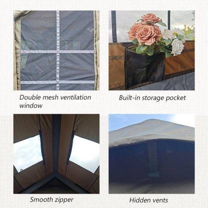 UNISTRthtENGH 4-Season Inflatable Glamping Tent with Stove Jack & Pump – Sleeps 8–10 People
