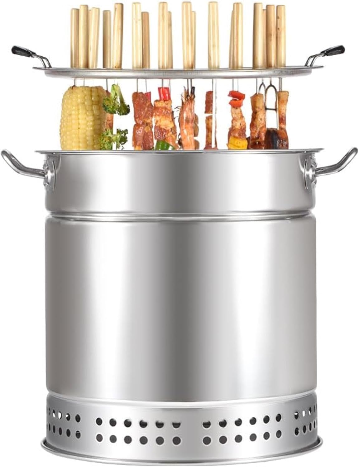 Portable Smokeless Barbecue Charcoal Barrel Grill