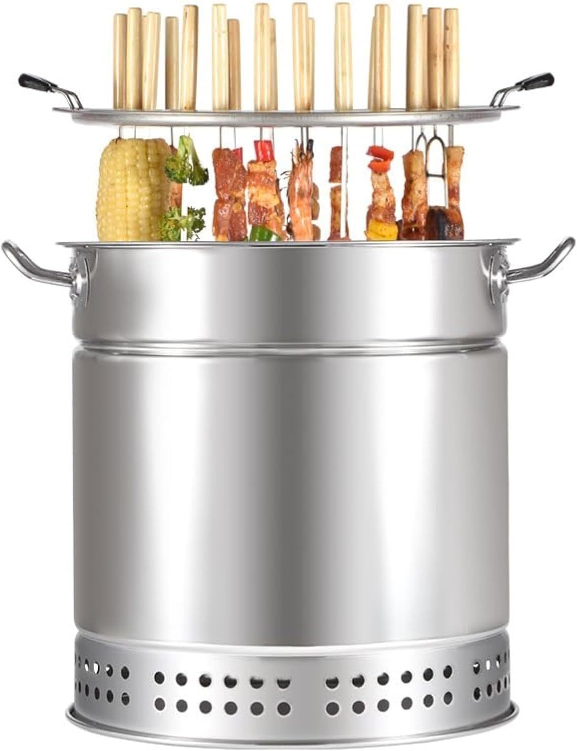 Portable Smokeless Barbecue Charcoal Barrel Grill
