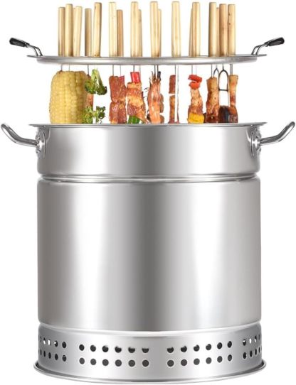 Portable Smokeless Barbecue Charcoal Barrel Grill