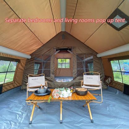 UNISTRthtENGH 4-Season Inflatable Glamping Tent with Stove Jack & Pump – Sleeps 8–10 People