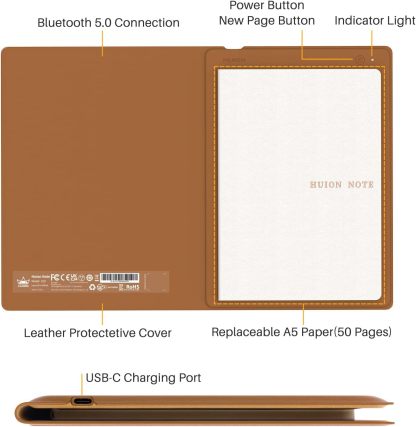 2-in-1 Digital Notebook Drawing Tablet With Battery-free Pen, Bluetooth Wireless Paper Tablet Electronic Writing Pad