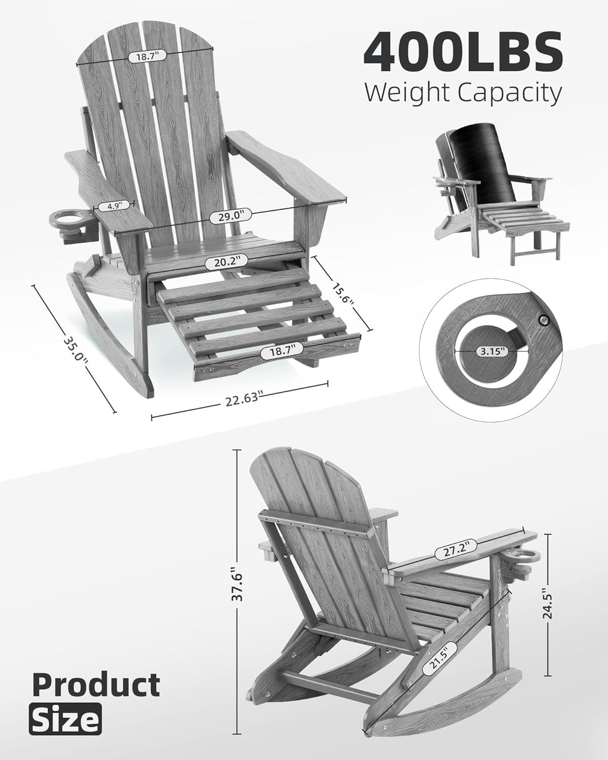 Folding Adirondack Rocking Chair