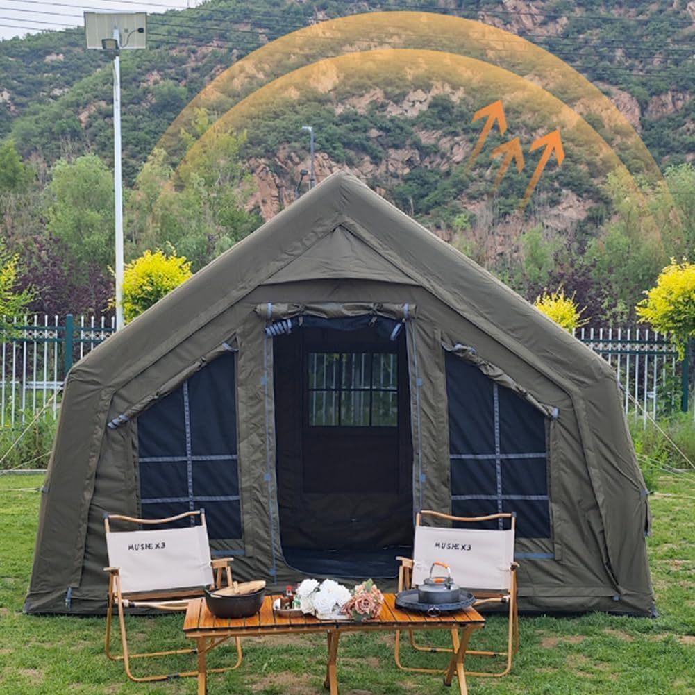 UNISTRthtENGH 4-Season Inflatable Glamping Tent with Stove Jack & Pump – Sleeps 8–10 People