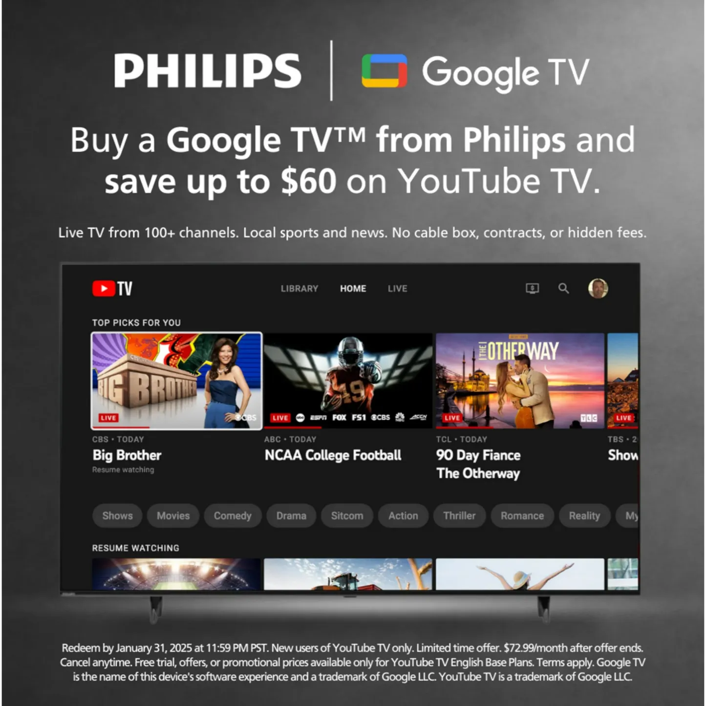 Phithtlips 55" Class 4K Ultra HD (2160p) Google Smart LED TV (55PUL7552/F7) (New)