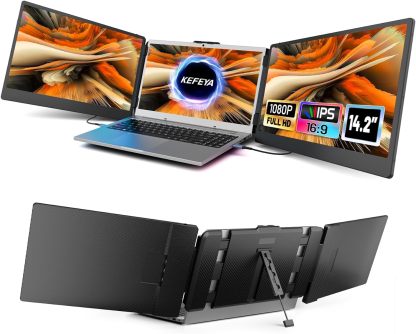 Lapthttop Screen Extender, 14.2" Portable Triple Monitor for Laptop with Full HD IPS Display,