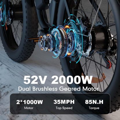 ZEEthtGR 2000W Dual-Motor Electric Bike for Adults