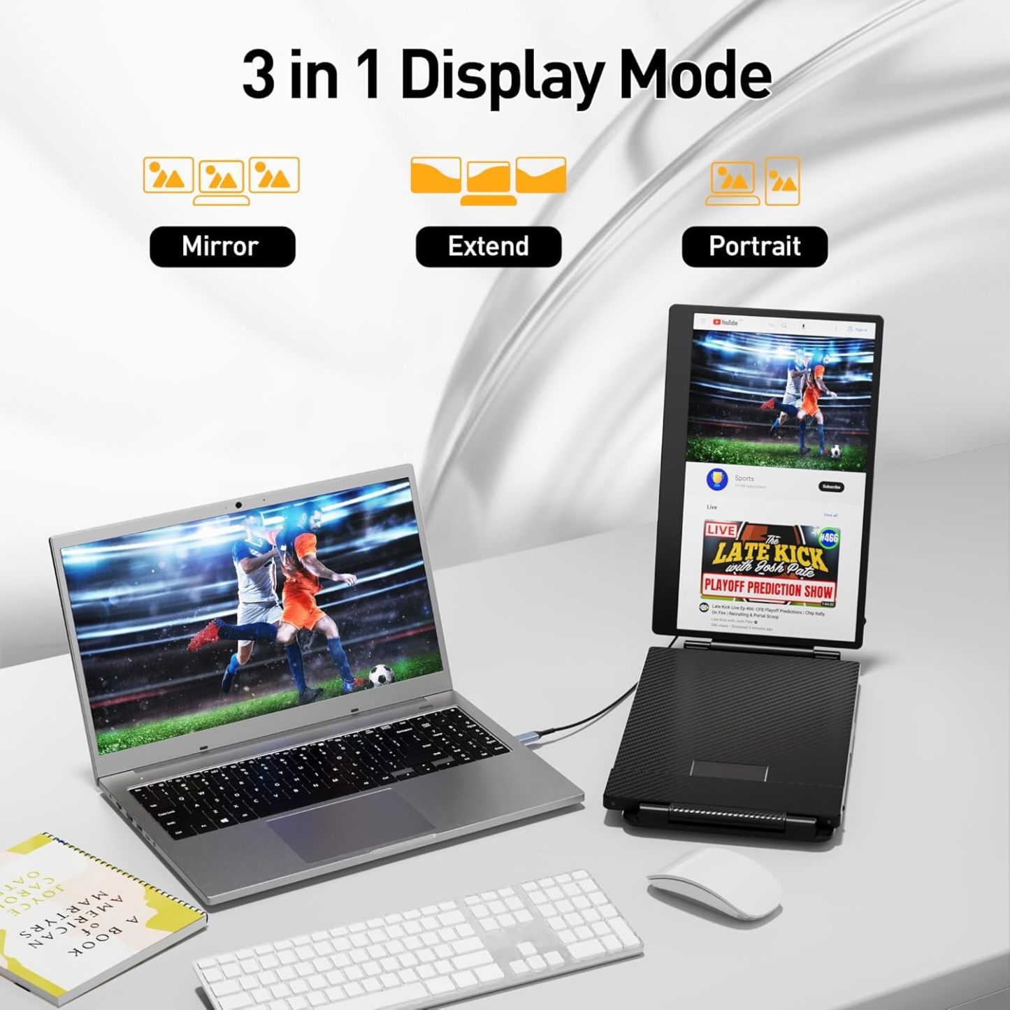 Lapthttop Screen Extender, 14.2" Portable Triple Monitor for Laptop with Full HD IPS Display,