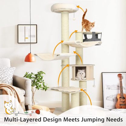 Large Cat Tree, Multi-Level Tall Cat Tower