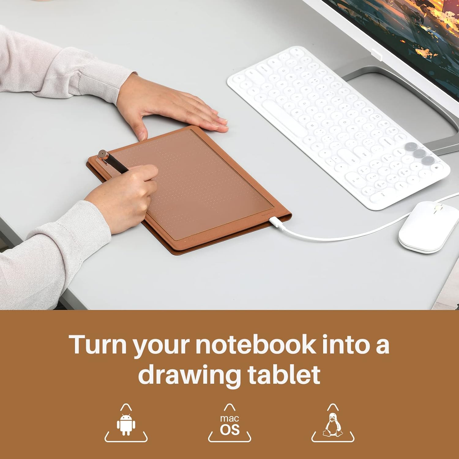 2-in-1 Digital Notebook Drawing Tablet With Battery-free Pen, Bluetooth Wireless Paper Tablet Electronic Writing Pad