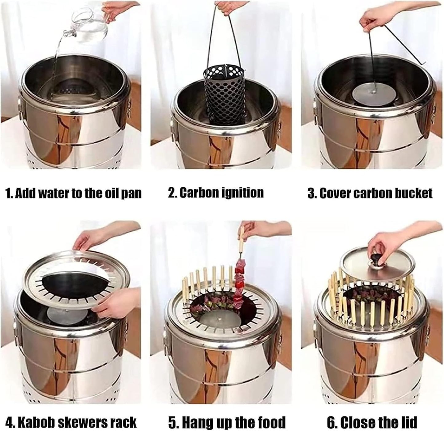 Portable Smokeless Barbecue Charcoal Barrel Grill