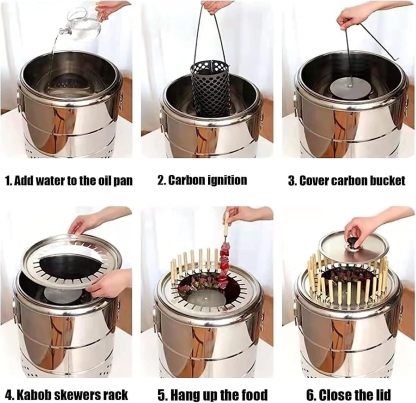 Portable Smokeless Barbecue Charcoal Barrel Grill