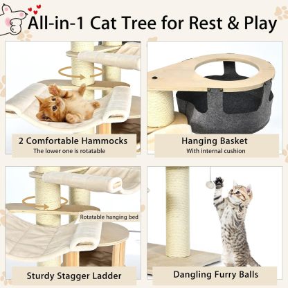 Large Cat Tree, Multi-Level Tall Cat Tower