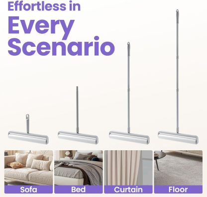Large Lint Rollers for Carpet, Sticky Rollers for Floor DELOMO 14 in with 3 Extendable Handle