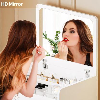 Gurexl 3-in-1 Small Vanity with Plip Top Mirror and Chair