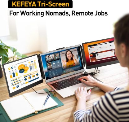 Lapthttop Screen Extender, 14.2" Portable Triple Monitor for Laptop with Full HD IPS Display,