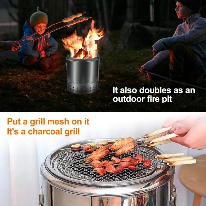 Portable Smokeless Barbecue Charcoal Barrel Grill