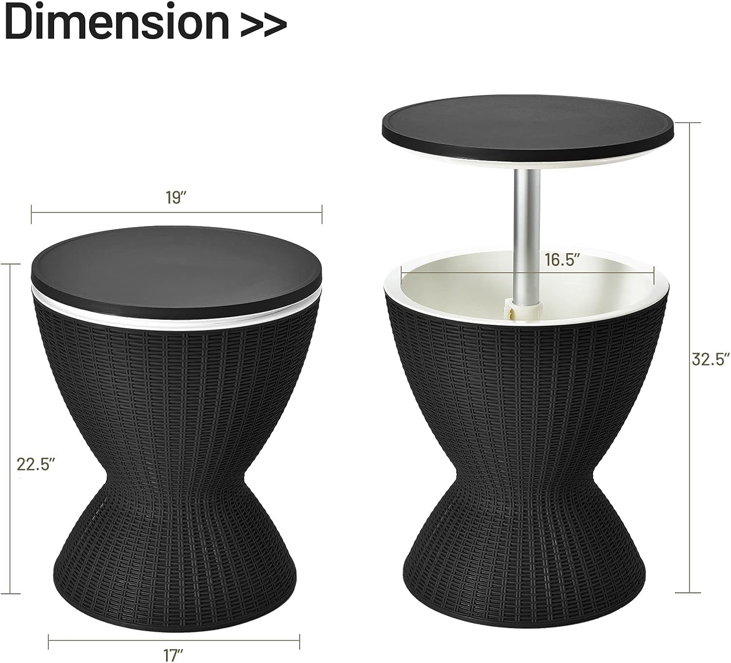 Outdoor Cooler Side Table, Patio Bar Table w/ 8 Gallon Beer & Wine Cooler