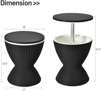 Outdoor Cooler Side Table, Patio Bar Table w/ 8 Gallon Beer & Wine Cooler