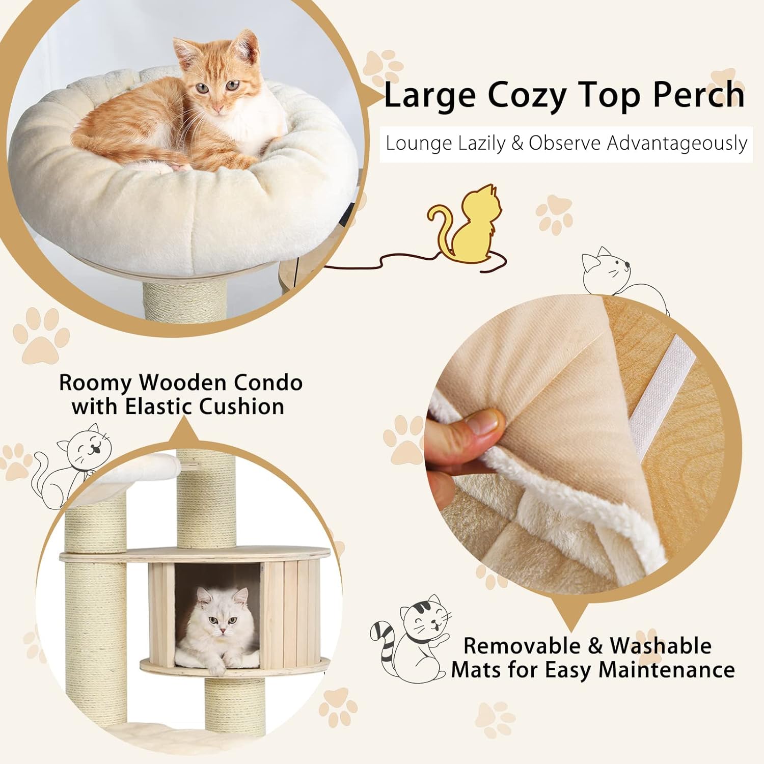 Large Cat Tree, Multi-Level Tall Cat Tower