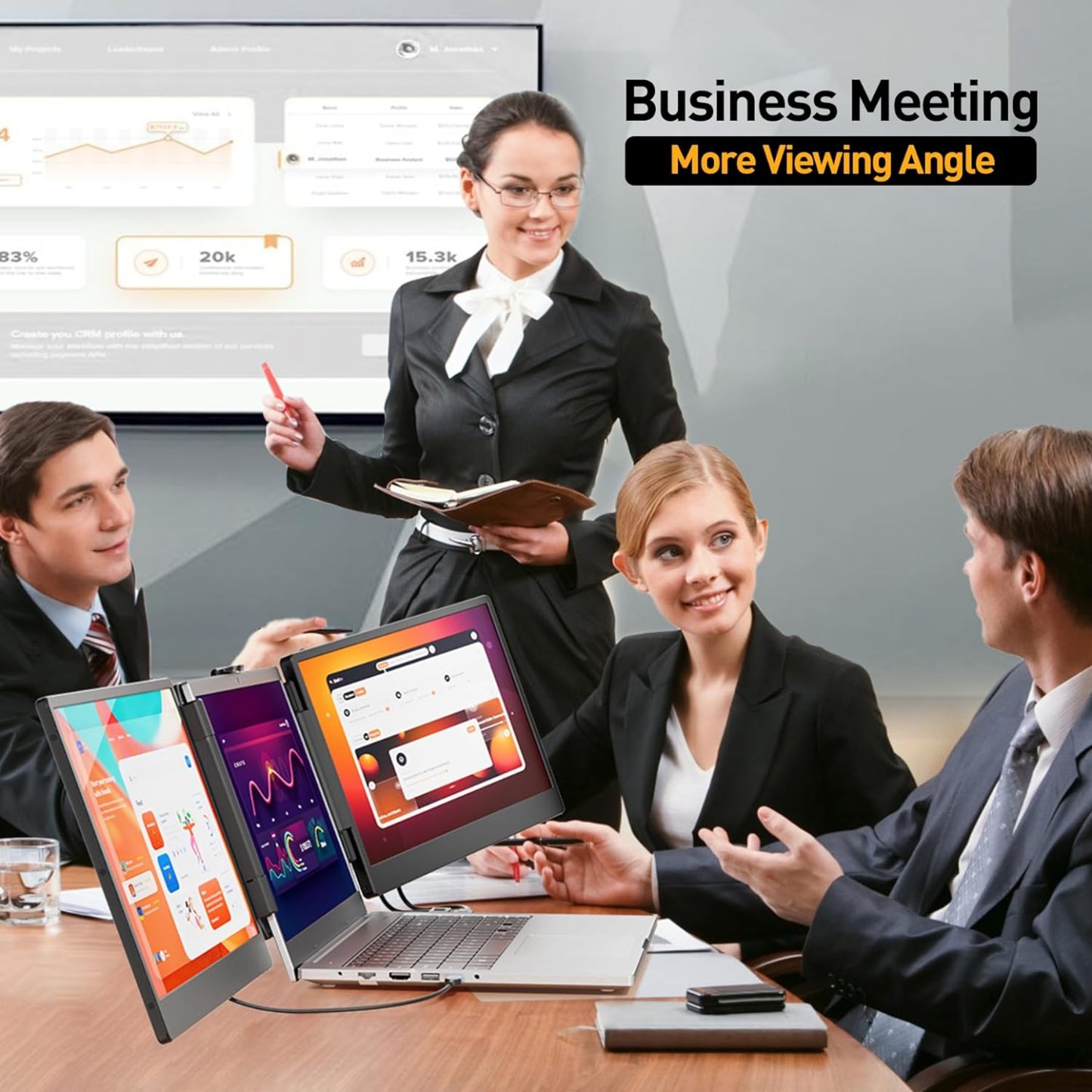 Lapthttop Screen Extender, 14.2" Portable Triple Monitor for Laptop with Full HD IPS Display,