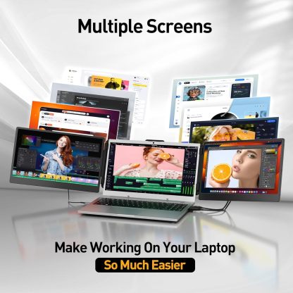 Lapthttop Screen Extender, 14.2" Portable Triple Monitor for Laptop with Full HD IPS Display,