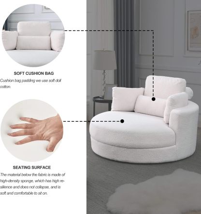 HomthtSof Swivel Accent Barrel Modern Grey Sofa Lounge Club Big Round Chair