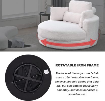 HomthtSof Swivel Accent Barrel Modern Grey Sofa Lounge Club Big Round Chair