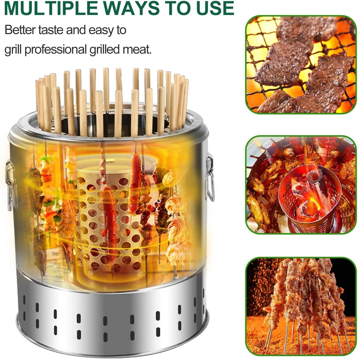 Portable Smokeless Barbecue Charcoal Barrel Grill
