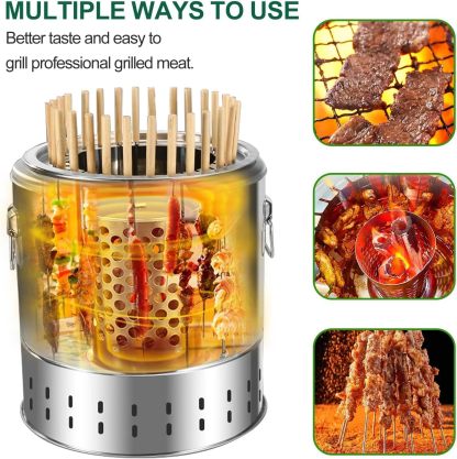 Portable Smokeless Barbecue Charcoal Barrel Grill