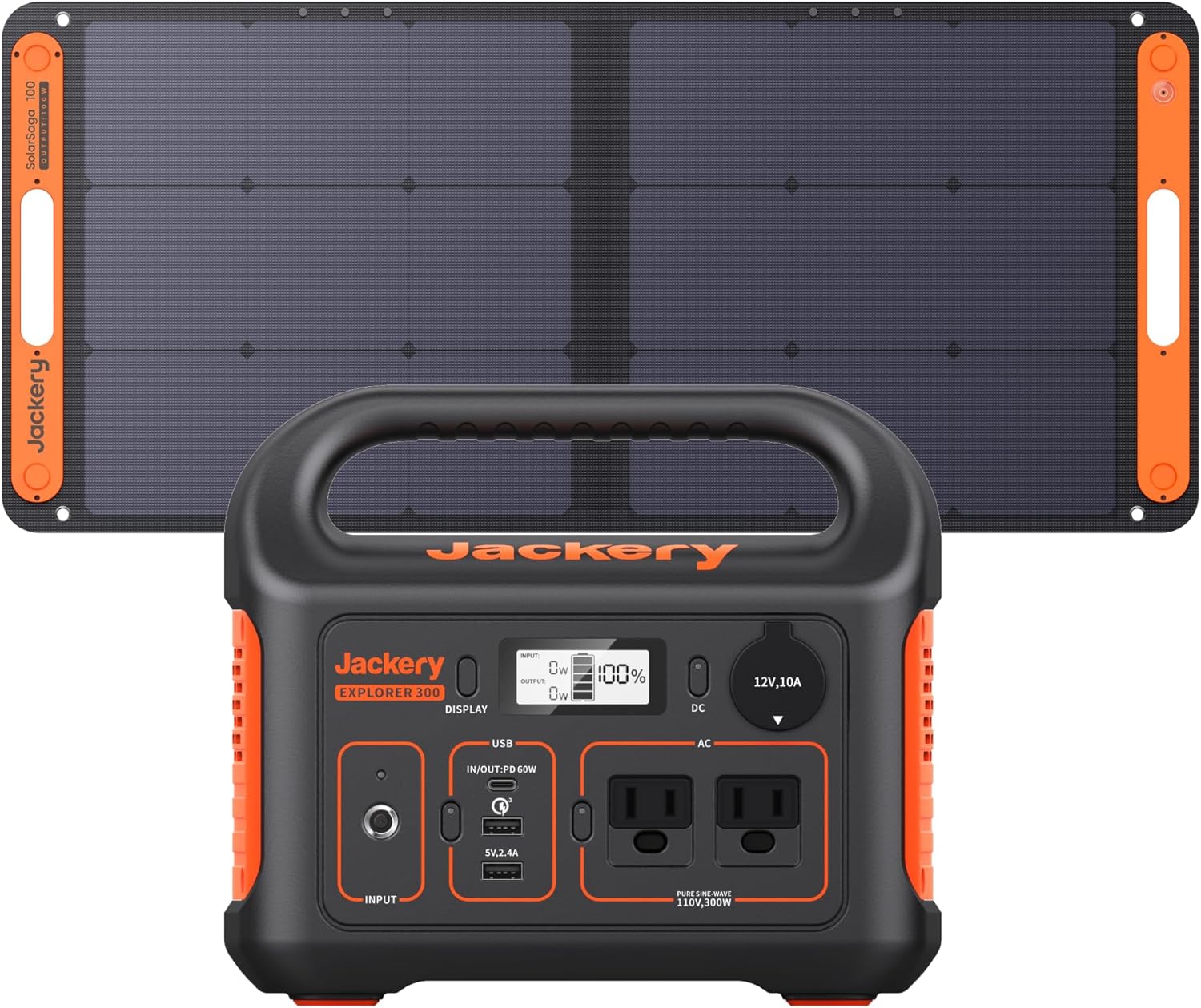 Jacthtkery Solar Generator 300 with 1XSolar Panel SolarSaga 100W