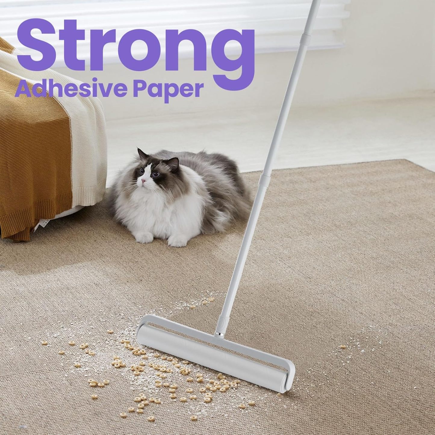 Large Lint Rollers for Carpet, Sticky Rollers for Floor DELOMO 14 in with 3 Extendable Handle