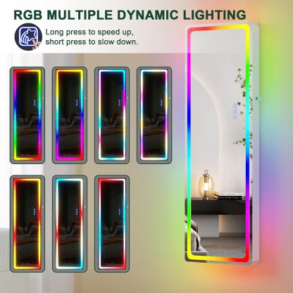 LED Mirror Jewelry Cabinet with RGB Lights – 47.2" Full-Length