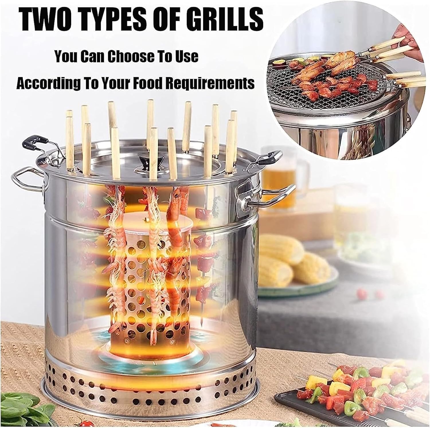 Portable Smokeless Barbecue Charcoal Barrel Grill