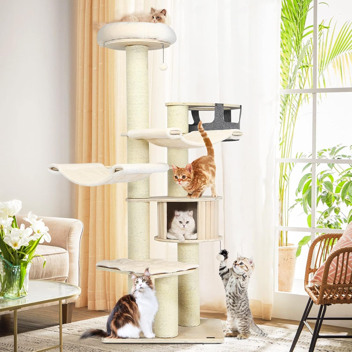 Large Cat Tree, Multi-Level Tall Cat Tower