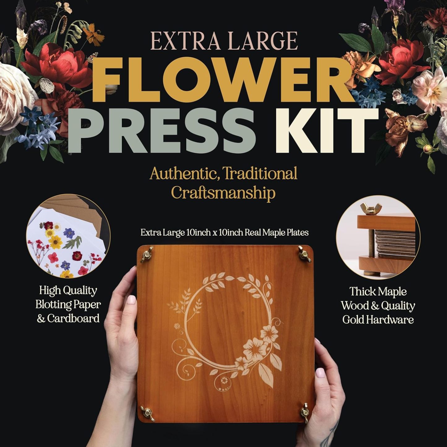 Premium Extra Large Wooden Flower Press