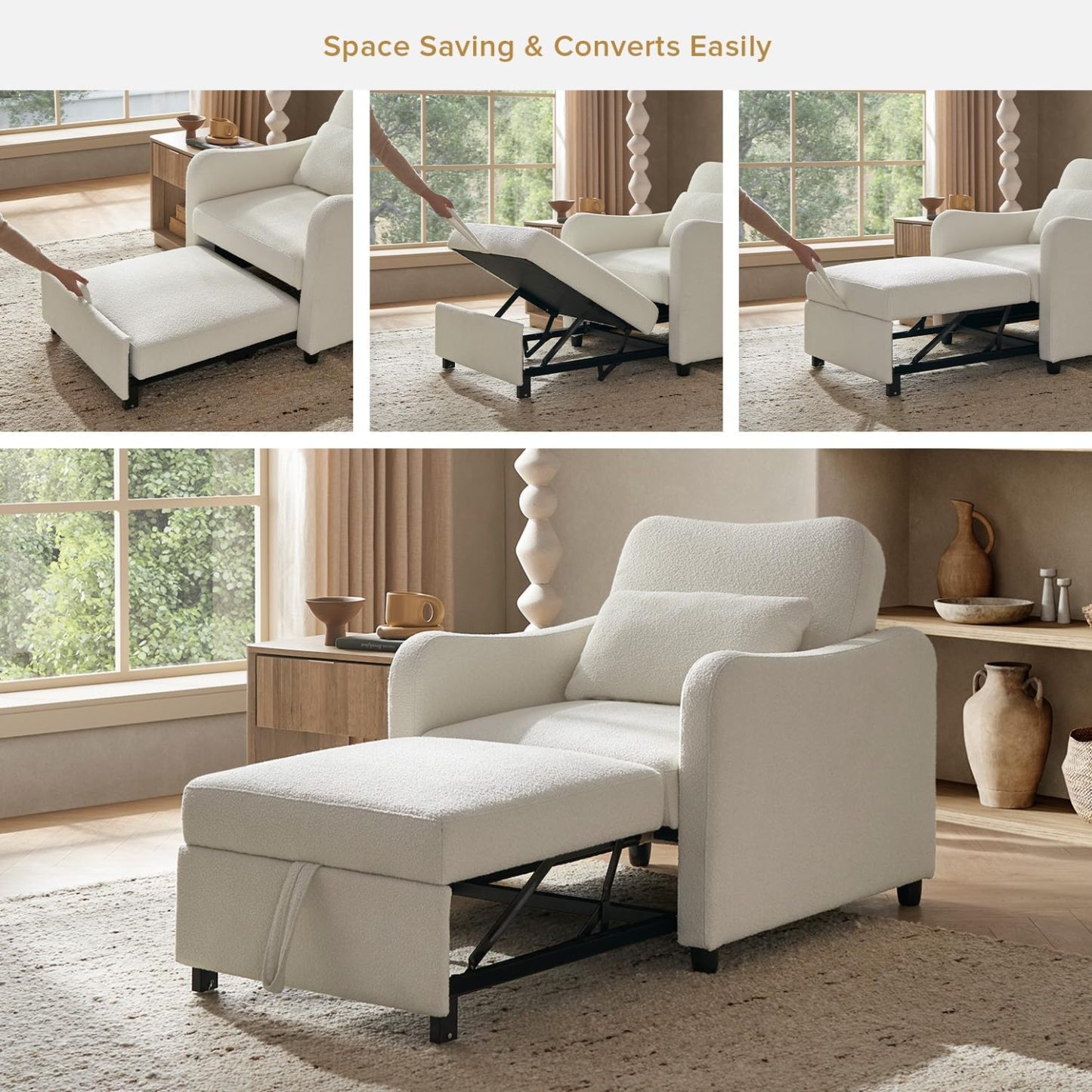 4-in-1 Convertible Sleeper Chair Bed