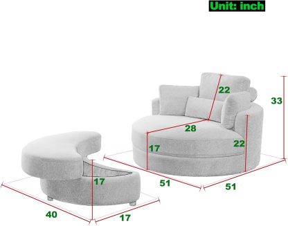 HomthtSof Swivel Accent Barrel Modern Grey Sofa Lounge Club Big Round Chair