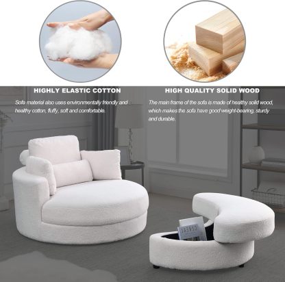 HomthtSof Swivel Accent Barrel Modern Grey Sofa Lounge Club Big Round Chair