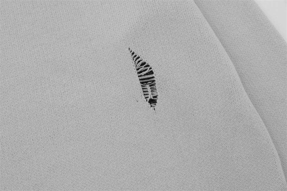 Skull Skeleton Ripped Round Neck Sweater