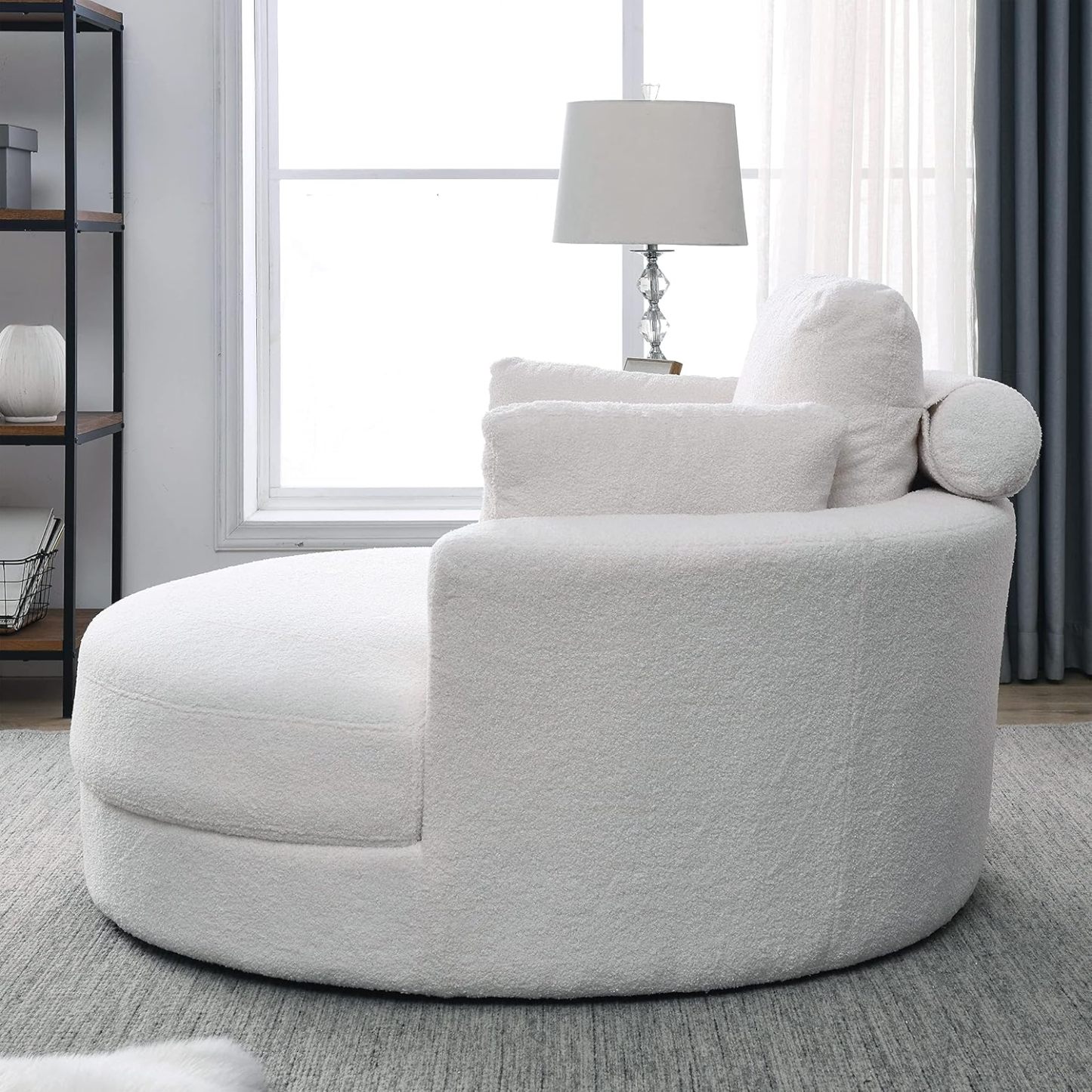 HomthtSof Swivel Accent Barrel Modern Grey Sofa Lounge Club Big Round Chair