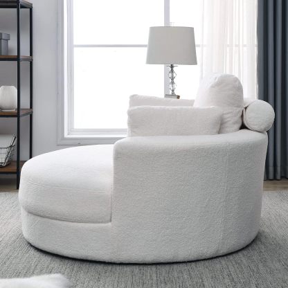 HomthtSof Swivel Accent Barrel Modern Grey Sofa Lounge Club Big Round Chair