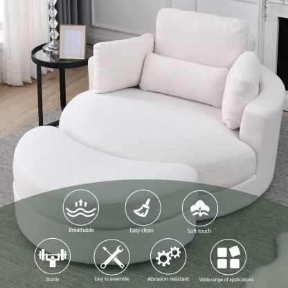 HomthtSof Swivel Accent Barrel Modern Grey Sofa Lounge Club Big Round Chair