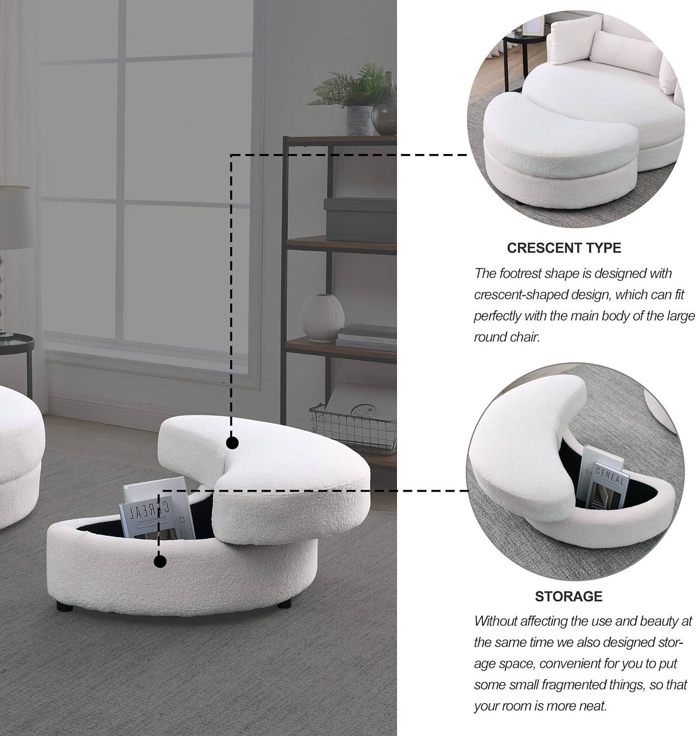 HomthtSof Swivel Accent Barrel Modern Grey Sofa Lounge Club Big Round Chair