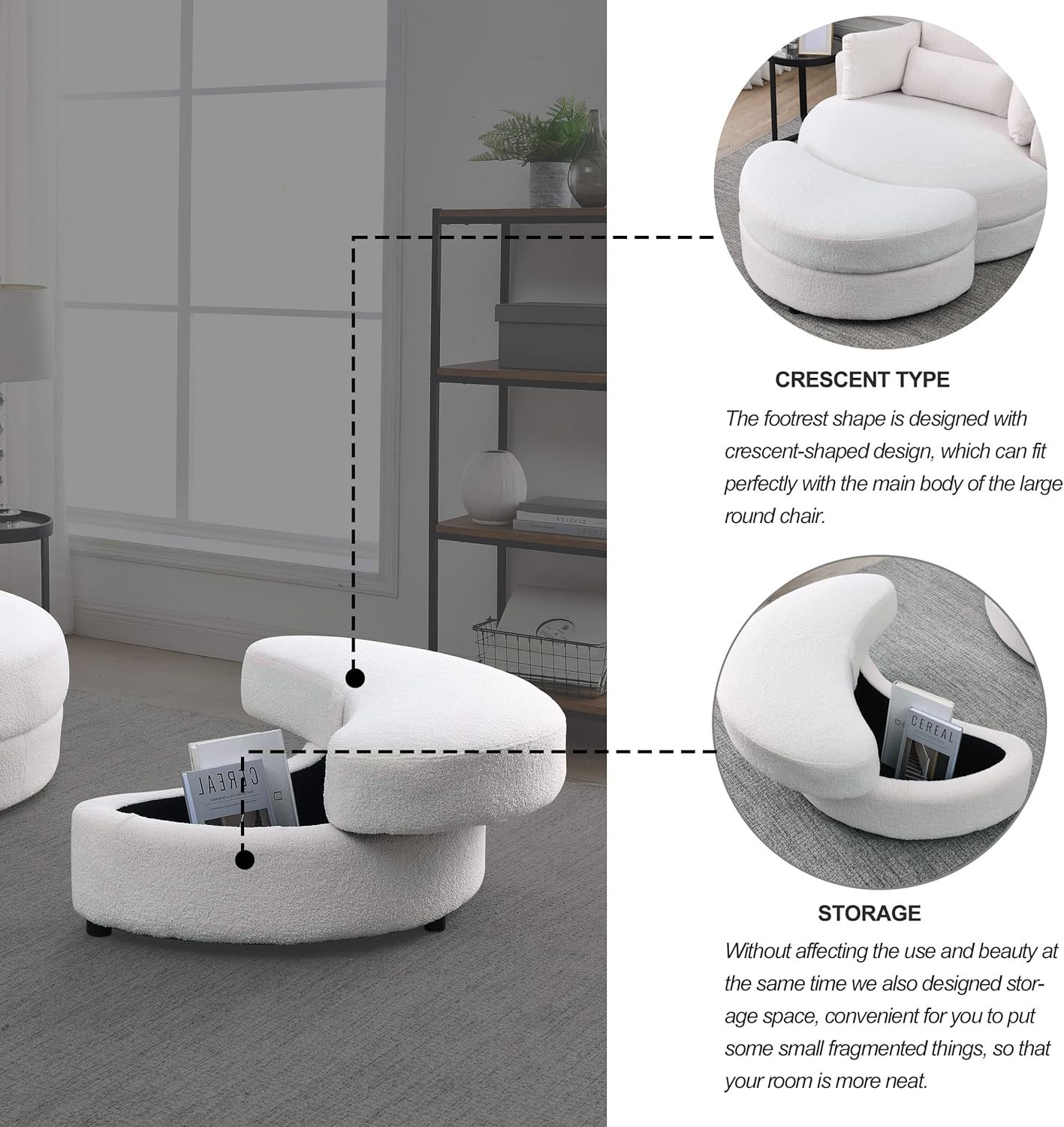 HomthtSof Swivel Accent Barrel Modern Grey Sofa Lounge Club Big Round Chair